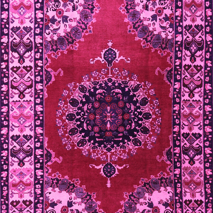 Machine Washable Medallion Pink Traditional Rug, wshtr1919pnk