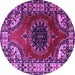 Round Machine Washable Medallion Purple Traditional Area Rugs, wshtr1919pur