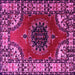 Square Machine Washable Medallion Pink Traditional Rug, wshtr1919pnk