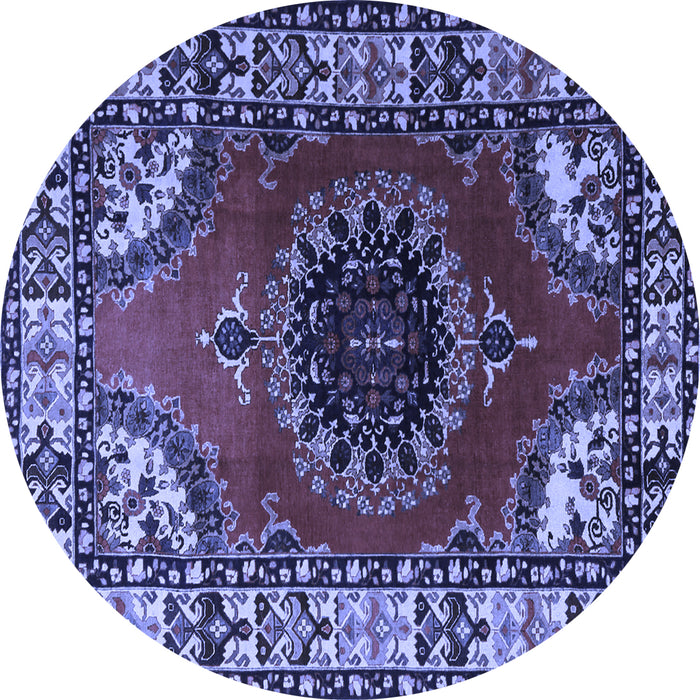 Round Medallion Blue Traditional Rug, tr1919blu