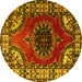 Round Medallion Yellow Traditional Rug, tr1919yw