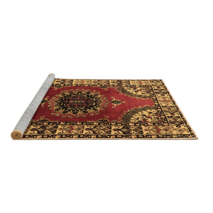 Sideview of Machine Washable Medallion Brown Traditional Rug, wshtr1919brn