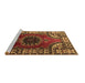 Sideview of Machine Washable Medallion Brown Traditional Rug, wshtr1919brn