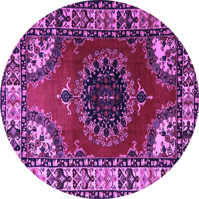 Round Medallion Purple Traditional Rug, tr1919pur