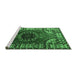 Sideview of Machine Washable Medallion Emerald Green Traditional Area Rugs, wshtr1919emgrn