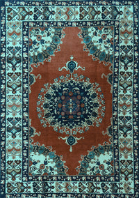 Medallion Light Blue Traditional Rug, tr1919lblu