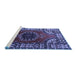 Sideview of Machine Washable Medallion Blue Traditional Rug, wshtr1919blu