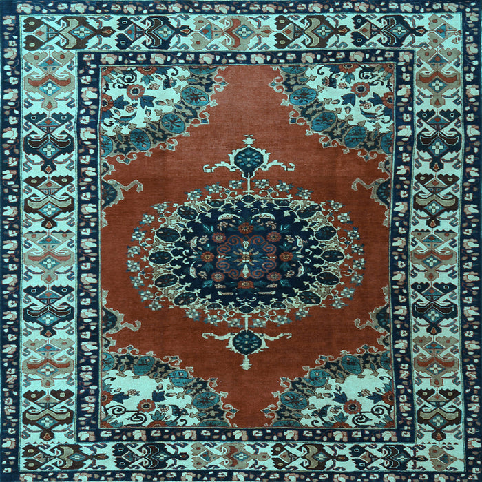 Square Medallion Light Blue Traditional Rug, tr1919lblu