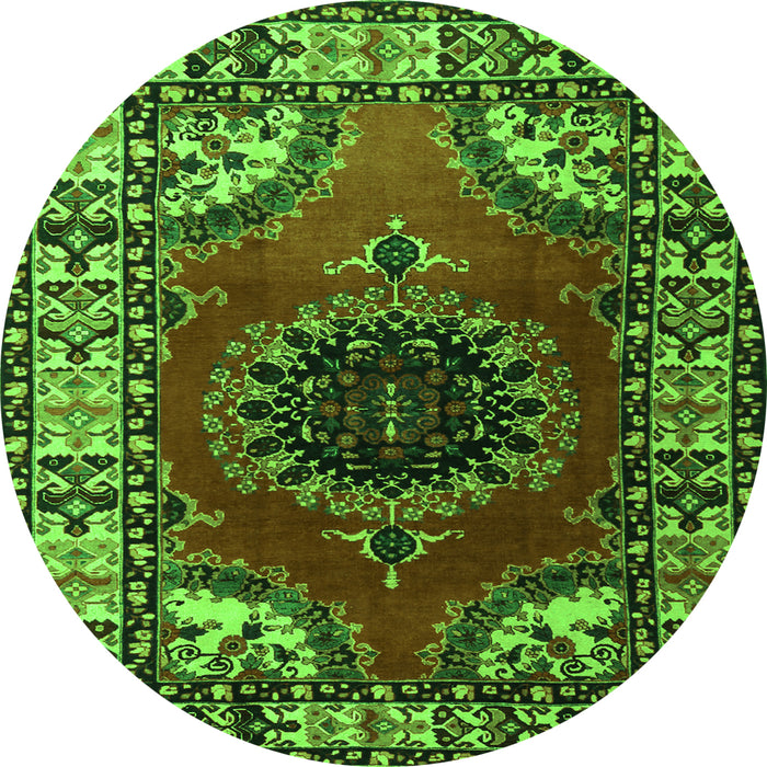Square Medallion Green Traditional Rug, tr1919grn