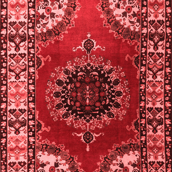 Machine Washable Medallion Red Traditional Rug, wshtr1919red