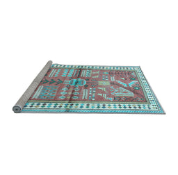 Sideview of Machine Washable Animal Light Blue Traditional Rug, wshtr191lblu