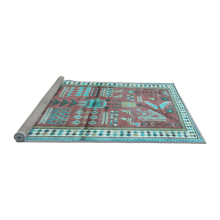 Sideview of Machine Washable Animal Light Blue Traditional Rug, wshtr191lblu