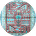 Round Animal Light Blue Traditional Rug, tr191lblu