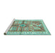 Sideview of Machine Washable Animal Turquoise Traditional Area Rugs, wshtr191turq