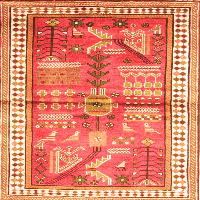 Round Machine Washable Animal Orange Traditional Area Rugs, wshtr191org