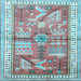 Square Animal Light Blue Traditional Rug, tr191lblu