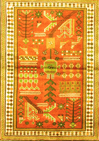 Animal Yellow Traditional Rug, tr191yw