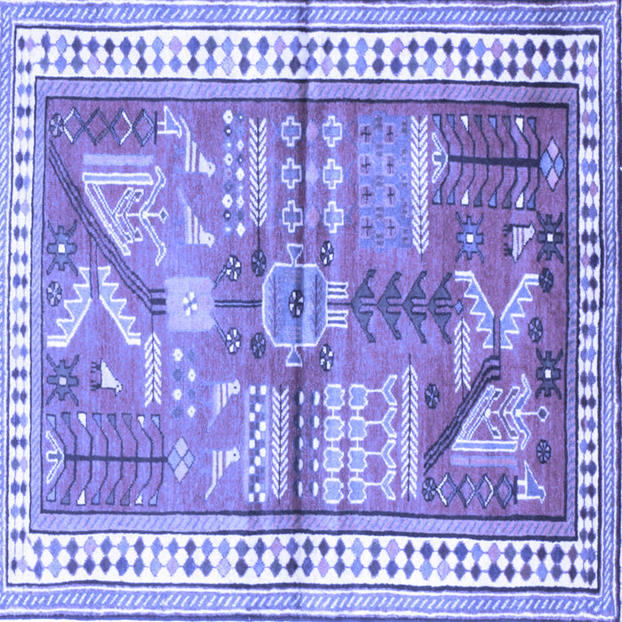 Square Machine Washable Animal Blue Traditional Rug, wshtr191blu
