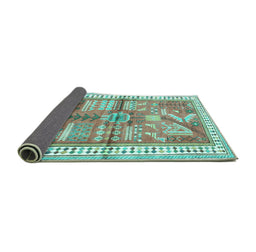 Sideview of Animal Turquoise Traditional Rug, tr191turq