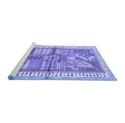 Sideview of Machine Washable Animal Blue Traditional Rug, wshtr191blu