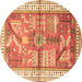 Round Animal Brown Traditional Rug, tr191brn