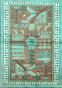 Animal Turquoise Traditional Rug, tr191turq