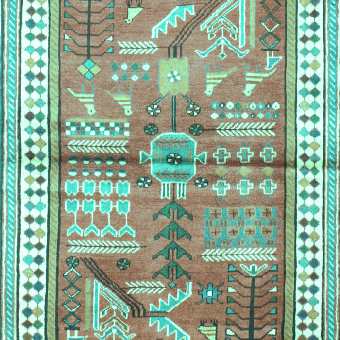 Animal Turquoise Traditional Rug, tr191turq