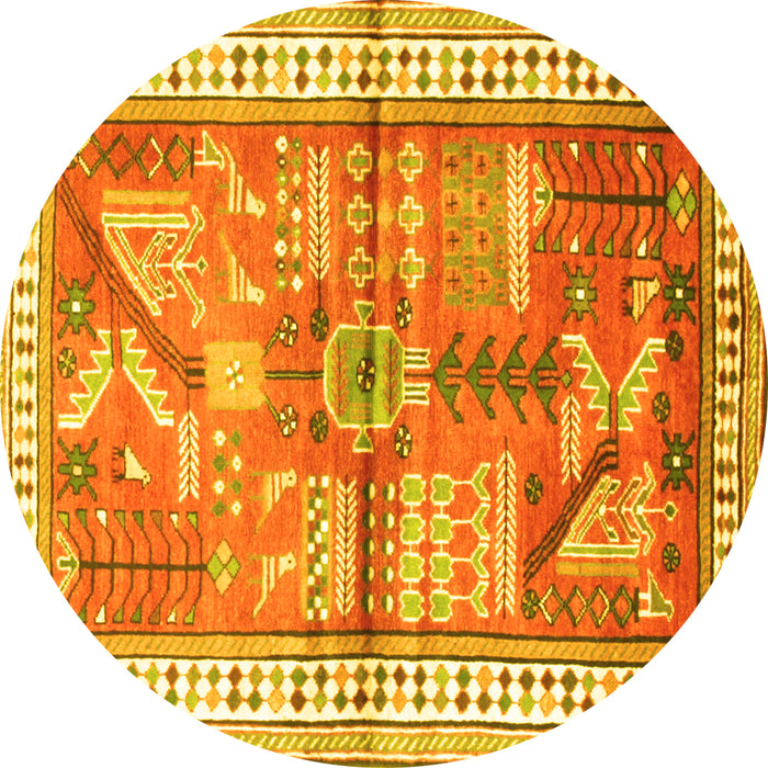 Round Machine Washable Animal Yellow Traditional Rug, wshtr191yw