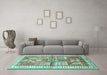 Machine Washable Animal Turquoise Traditional Area Rugs in a Living Room,, wshtr191turq