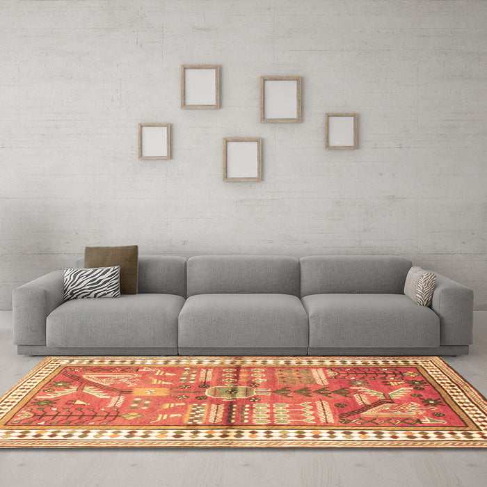 Machine Washable Animal Brown Traditional Rug in a Living Room,, wshtr191brn