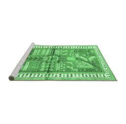 Sideview of Machine Washable Animal Emerald Green Traditional Area Rugs, wshtr191emgrn