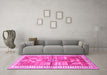 Machine Washable Animal Pink Traditional Rug in a Living Room, wshtr191pnk
