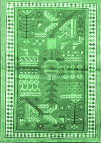 Animal Emerald Green Traditional Rug, tr191emgrn