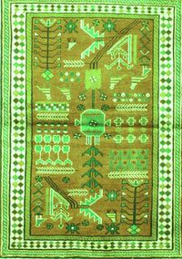 Animal Green Traditional Rug, tr191grn