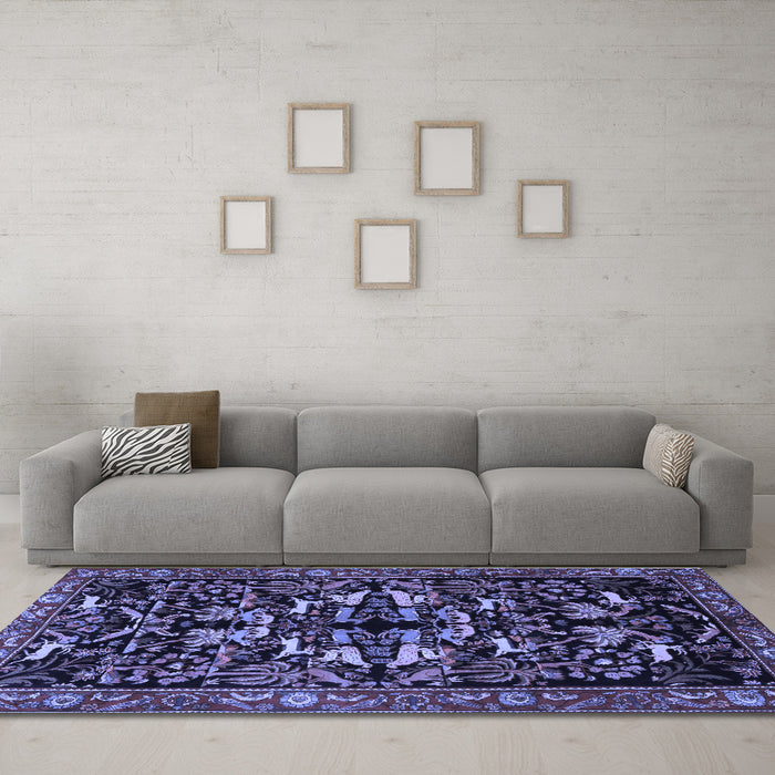 Machine Washable Animal Blue Traditional Rug in a Living Room, wshtr1920blu