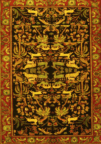 Animal Yellow Traditional Rug, tr1920yw