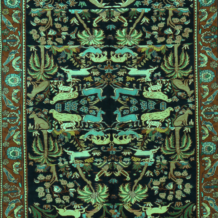 Machine Washable Animal Turquoise Traditional Area Rugs, wshtr1920turq