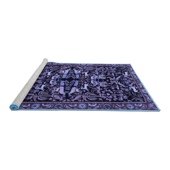 Sideview of Machine Washable Animal Blue Traditional Rug, wshtr1920blu