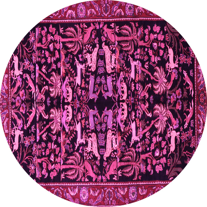 Round Machine Washable Animal Pink Traditional Rug, wshtr1920pnk