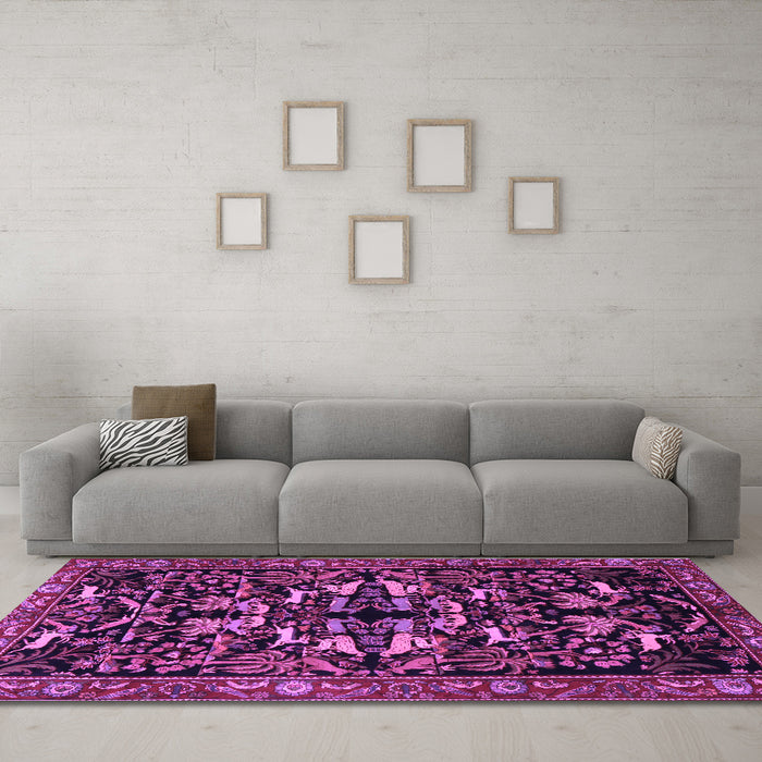 Machine Washable Animal Purple Traditional Area Rugs in a Living Room, wshtr1920pur