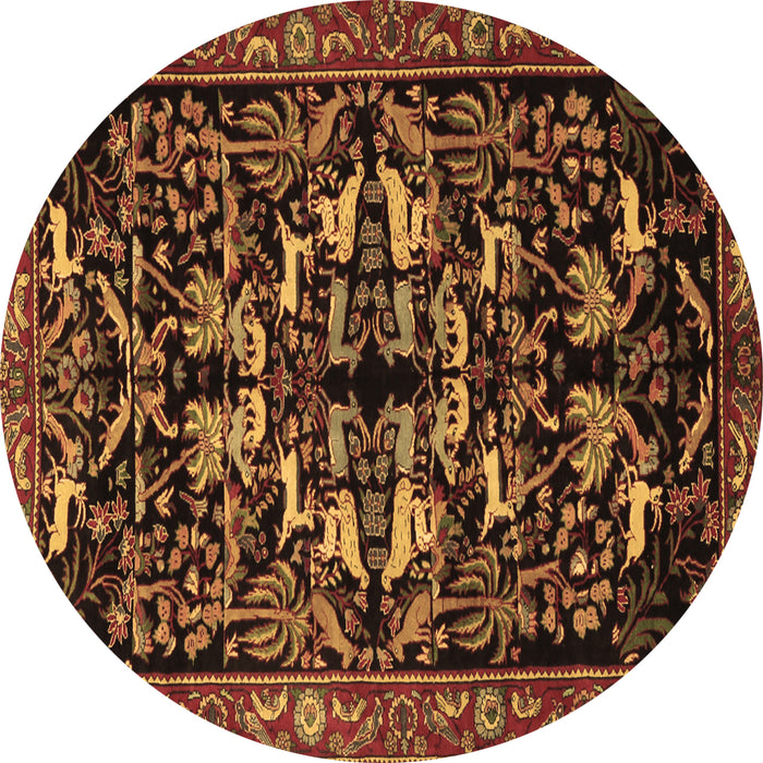 Round Machine Washable Animal Brown Traditional Rug, wshtr1920brn