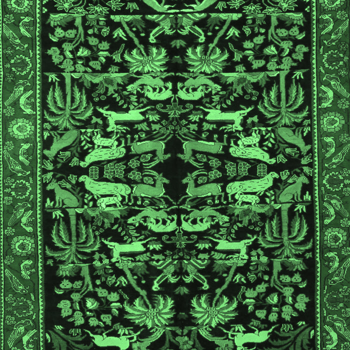 Animal Emerald Green Traditional Rug, tr1920emgrn