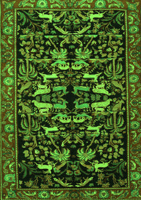 Animal Green Traditional Rug, tr1920grn