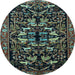 Round Animal Light Blue Traditional Rug, tr1920lblu