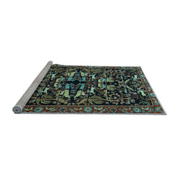 Sideview of Machine Washable Animal Light Blue Traditional Rug, wshtr1920lblu