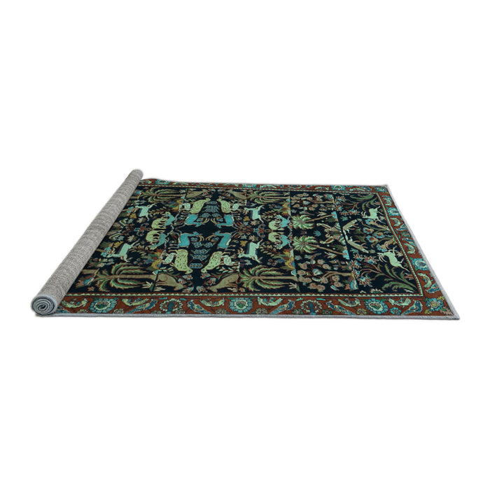 Sideview of Machine Washable Animal Light Blue Traditional Rug, wshtr1920lblu