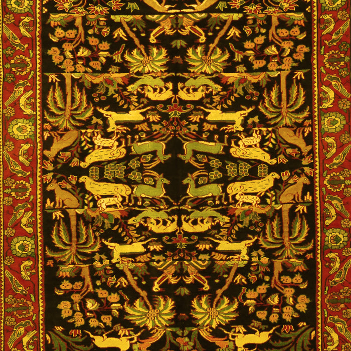 Machine Washable Animal Yellow Traditional Rug, wshtr1920yw
