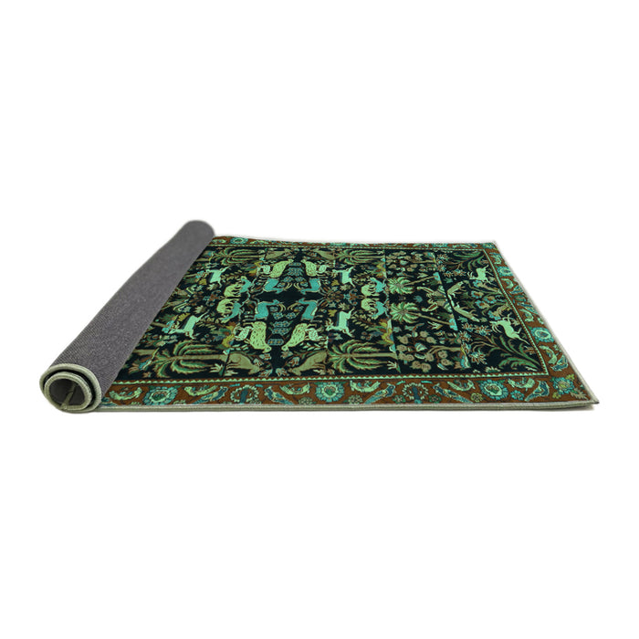 Sideview of Animal Turquoise Traditional Rug, tr1920turq
