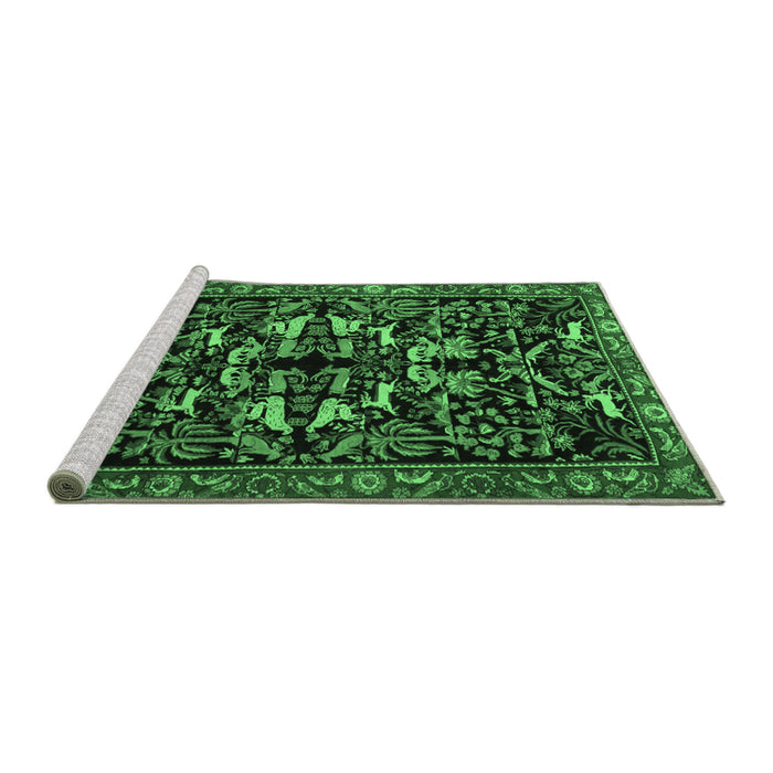 Sideview of Machine Washable Animal Emerald Green Traditional Area Rugs, wshtr1920emgrn