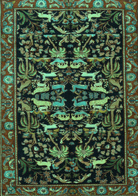 Animal Turquoise Traditional Rug, tr1920turq